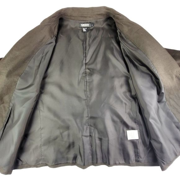 DKNY Donna Karan Y2K 100% Linen Boxy Oversize Top/Blazer - Picture 4 of 9